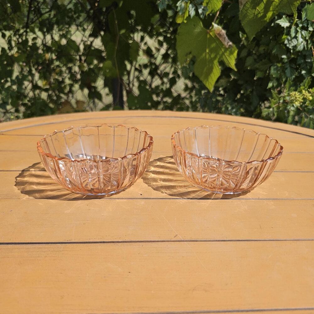 Vintage Anchor Hocking Fortune Pink Dessert Bowls - Set of 2